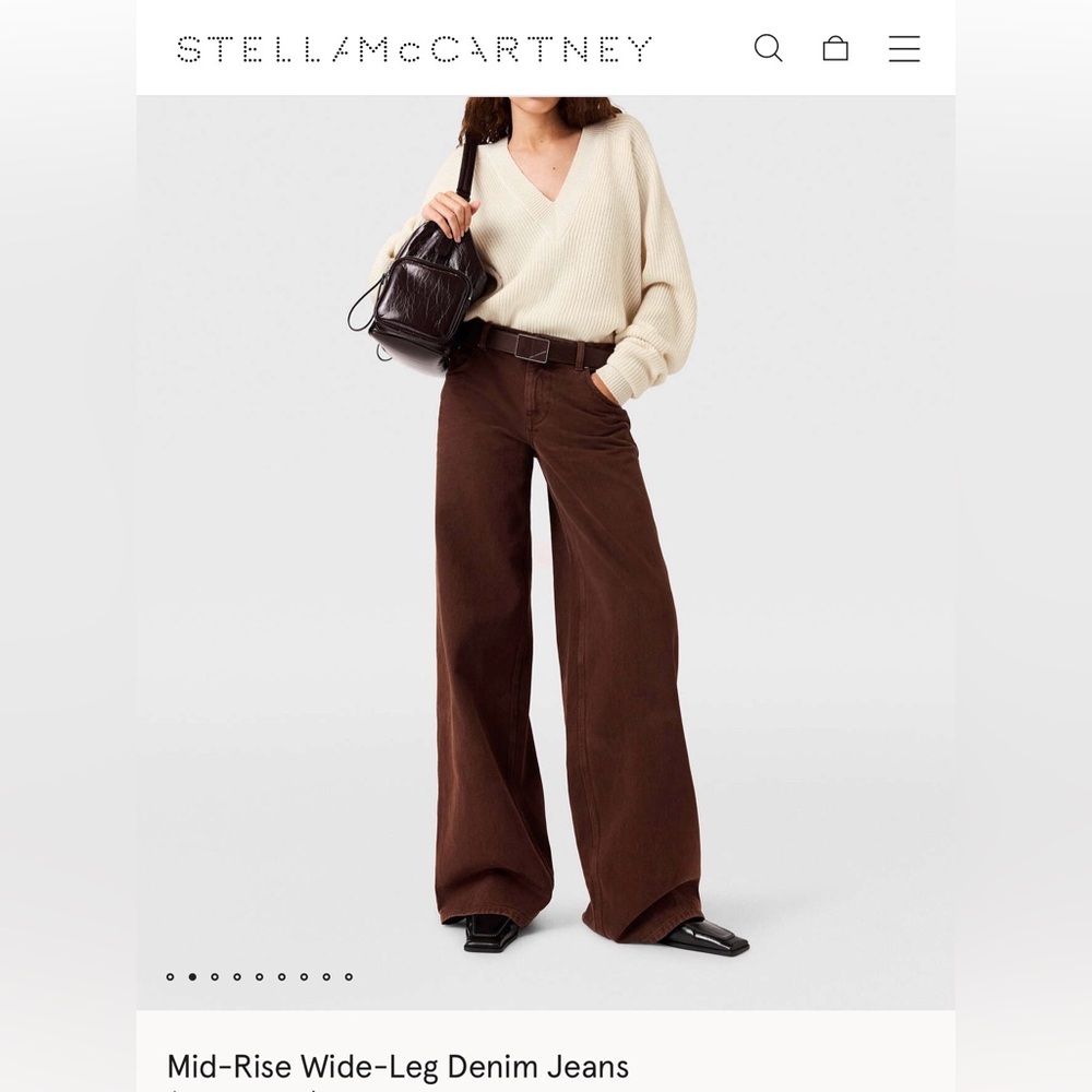 Stella McCartney Mid-Rise Wide-Leg Jeans in Brown Wash Size 26